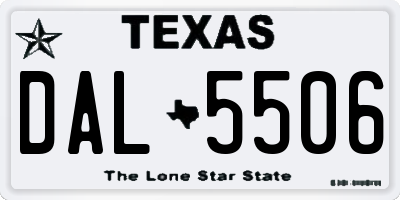 TX license plate DAL5506
