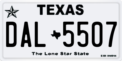 TX license plate DAL5507