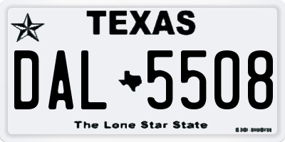 TX license plate DAL5508