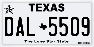 TX license plate DAL5509