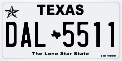 TX license plate DAL5511