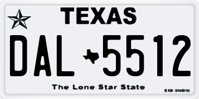 TX license plate DAL5512