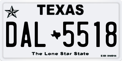 TX license plate DAL5518