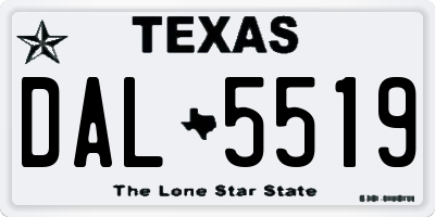 TX license plate DAL5519