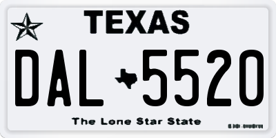 TX license plate DAL5520
