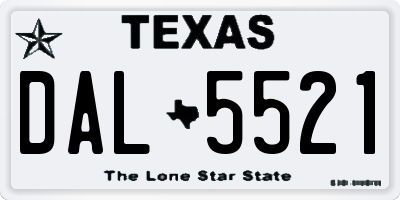 TX license plate DAL5521