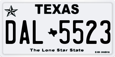 TX license plate DAL5523