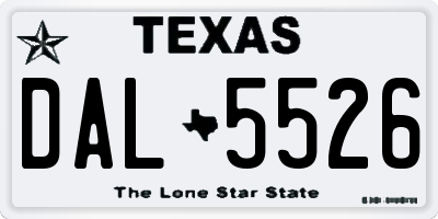 TX license plate DAL5526