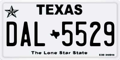 TX license plate DAL5529
