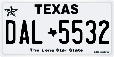 TX license plate DAL5532