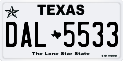 TX license plate DAL5533
