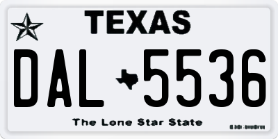 TX license plate DAL5536
