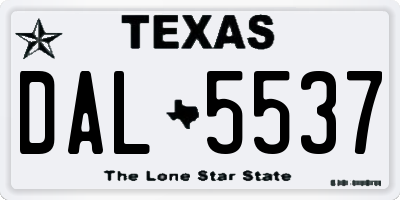TX license plate DAL5537