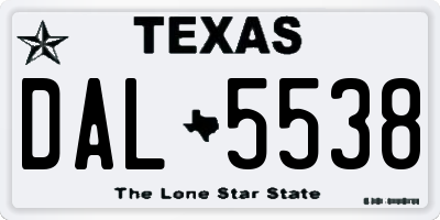 TX license plate DAL5538