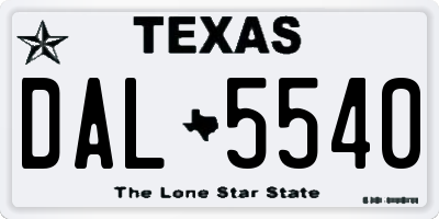 TX license plate DAL5540