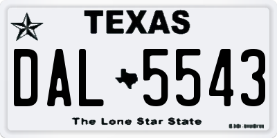 TX license plate DAL5543