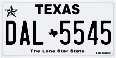 TX license plate DAL5545