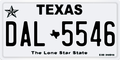TX license plate DAL5546