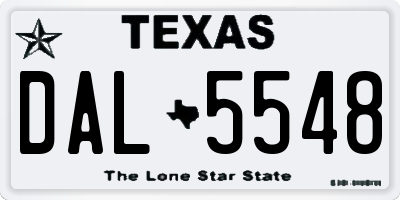 TX license plate DAL5548