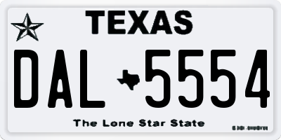 TX license plate DAL5554