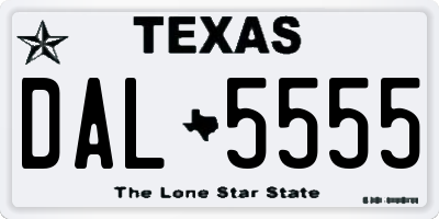 TX license plate DAL5555