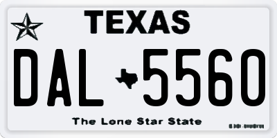 TX license plate DAL5560