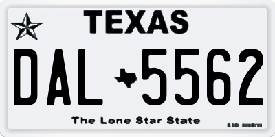 TX license plate DAL5562