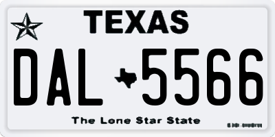 TX license plate DAL5566
