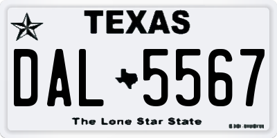 TX license plate DAL5567
