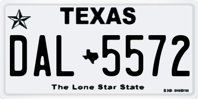 TX license plate DAL5572