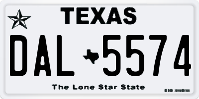 TX license plate DAL5574