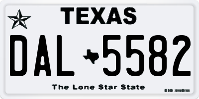 TX license plate DAL5582