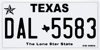 TX license plate DAL5583