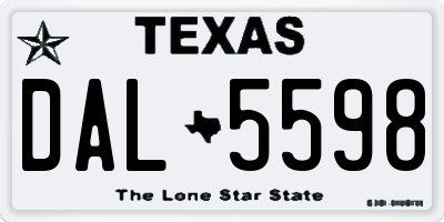 TX license plate DAL5598