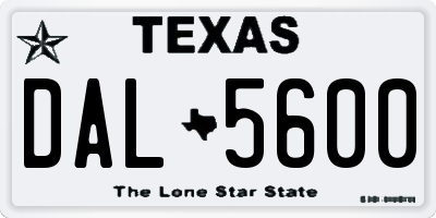 TX license plate DAL5600