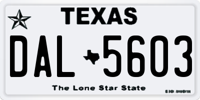 TX license plate DAL5603