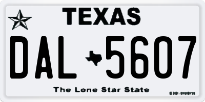 TX license plate DAL5607