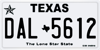 TX license plate DAL5612