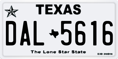 TX license plate DAL5616