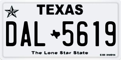 TX license plate DAL5619