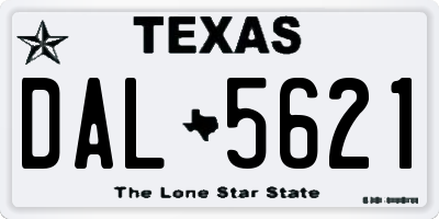 TX license plate DAL5621