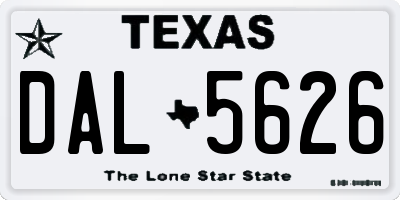 TX license plate DAL5626