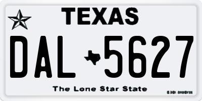 TX license plate DAL5627