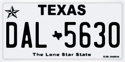 TX license plate DAL5630