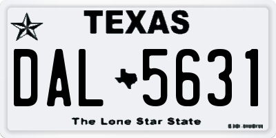 TX license plate DAL5631