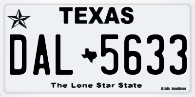 TX license plate DAL5633