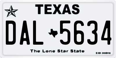 TX license plate DAL5634