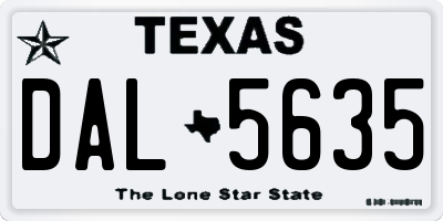 TX license plate DAL5635