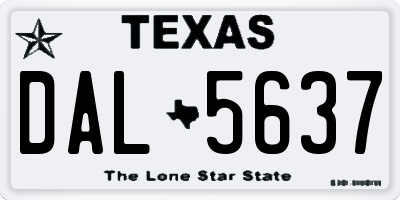 TX license plate DAL5637