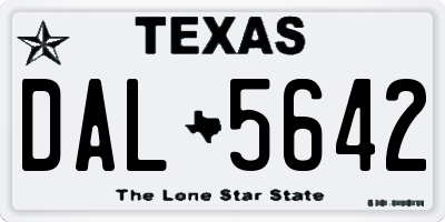 TX license plate DAL5642